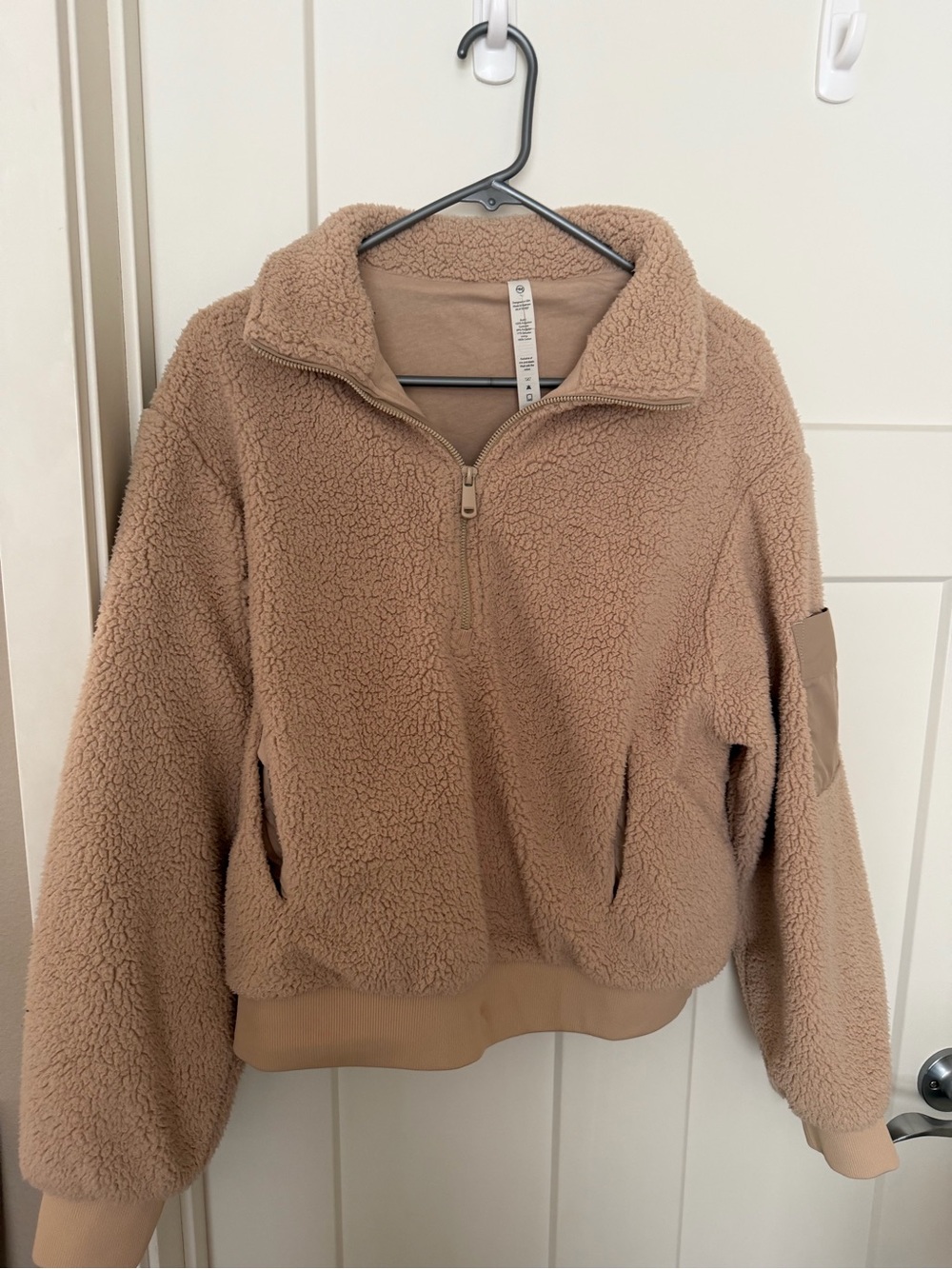 Sherpa Half-Zip Pullover Jacket - Taupe